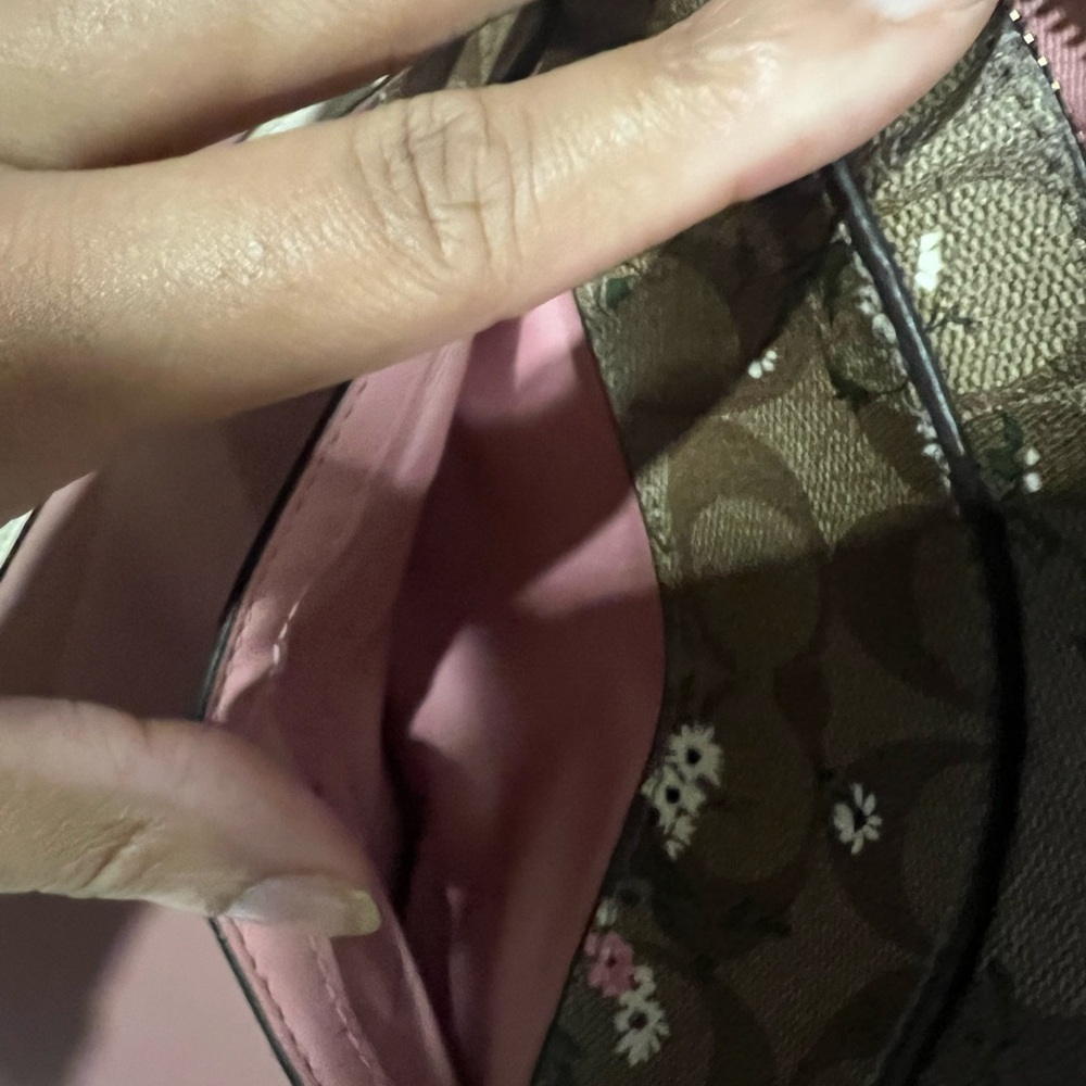 Coach Brown Floral Signature Crossbody with Pink and White Blooms - Picture 7 of 7